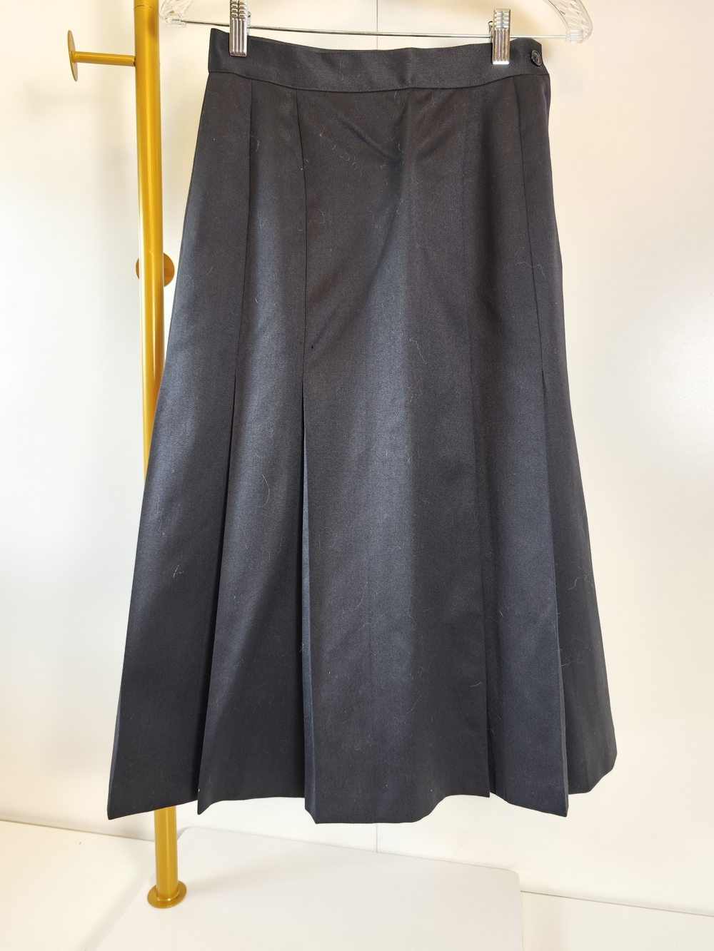 Vintage Long Tennis Black A-Line Pleated Midi Skirt Wool Sz 6 Minimalist Classic